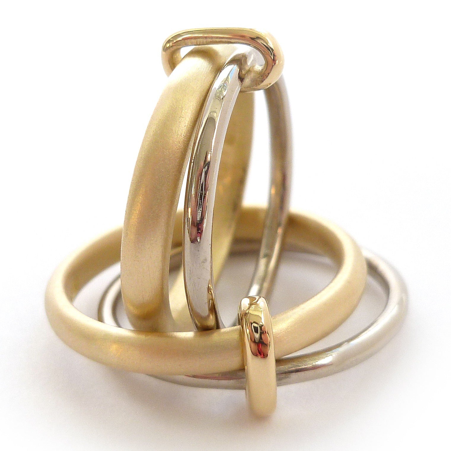 18ct gold two band ring - contemporary, bespoke alternative & modern 