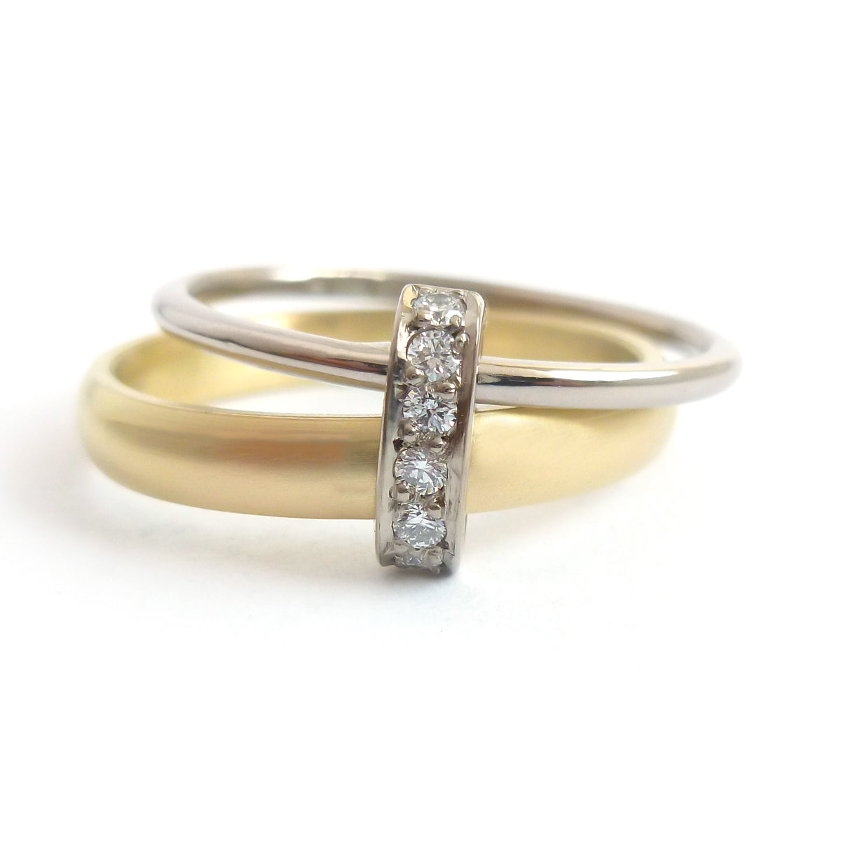 Contemporary, unique and modern two band wedding, bespoke engagement ring - Sue Lane.