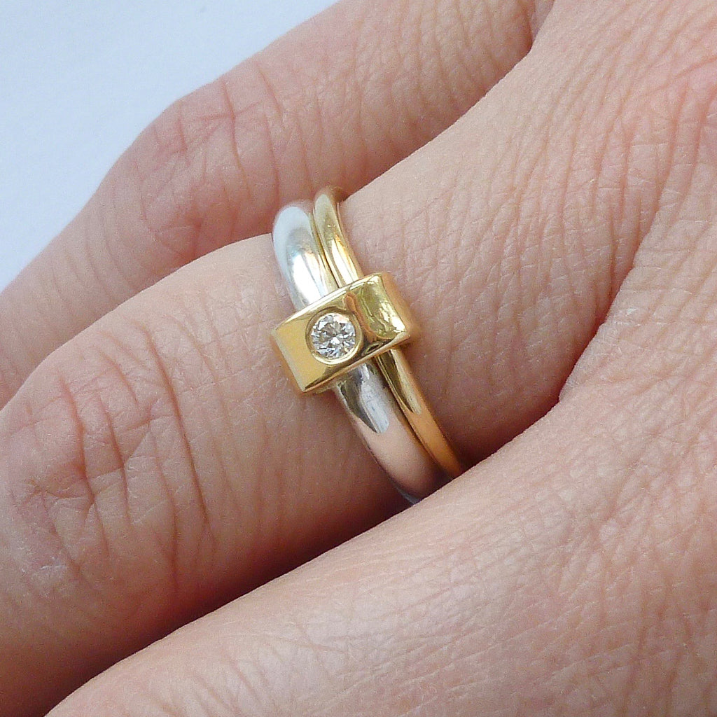 Contemporary unique bespoke modern engagement ring diamond Sue Lane.