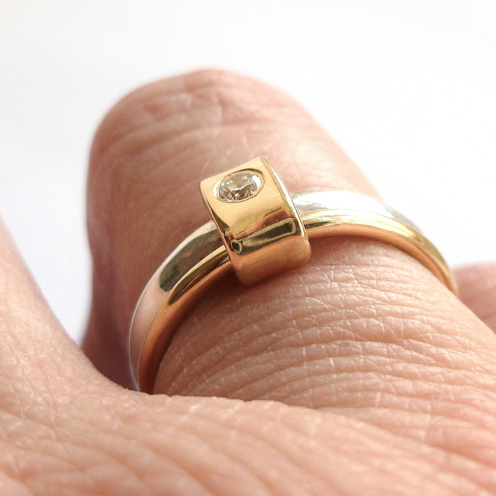 Contemporary unique bespoke modern engagement ring diamond Sue Lane.