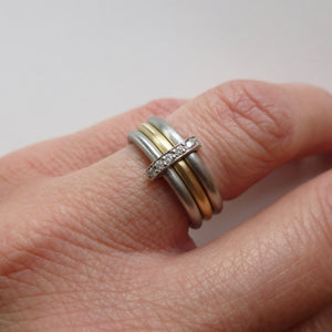 Bespoke wedding and engagement ring combined into one ring  - platinum. Multi band ring or interlocking ring, sometimes called triple band rings too.