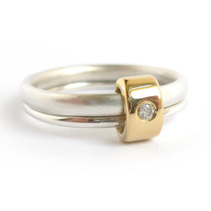 Contemporary engagement ring - gold, silver, diamond, bespoke, modern and unique.