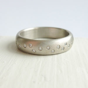 wide brushed palladium diamond ring contemporary handmade bespoke Sue Lane