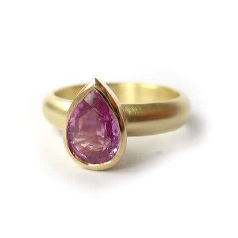 Pink sapphire contemporary jewellery commission engagement ring.
