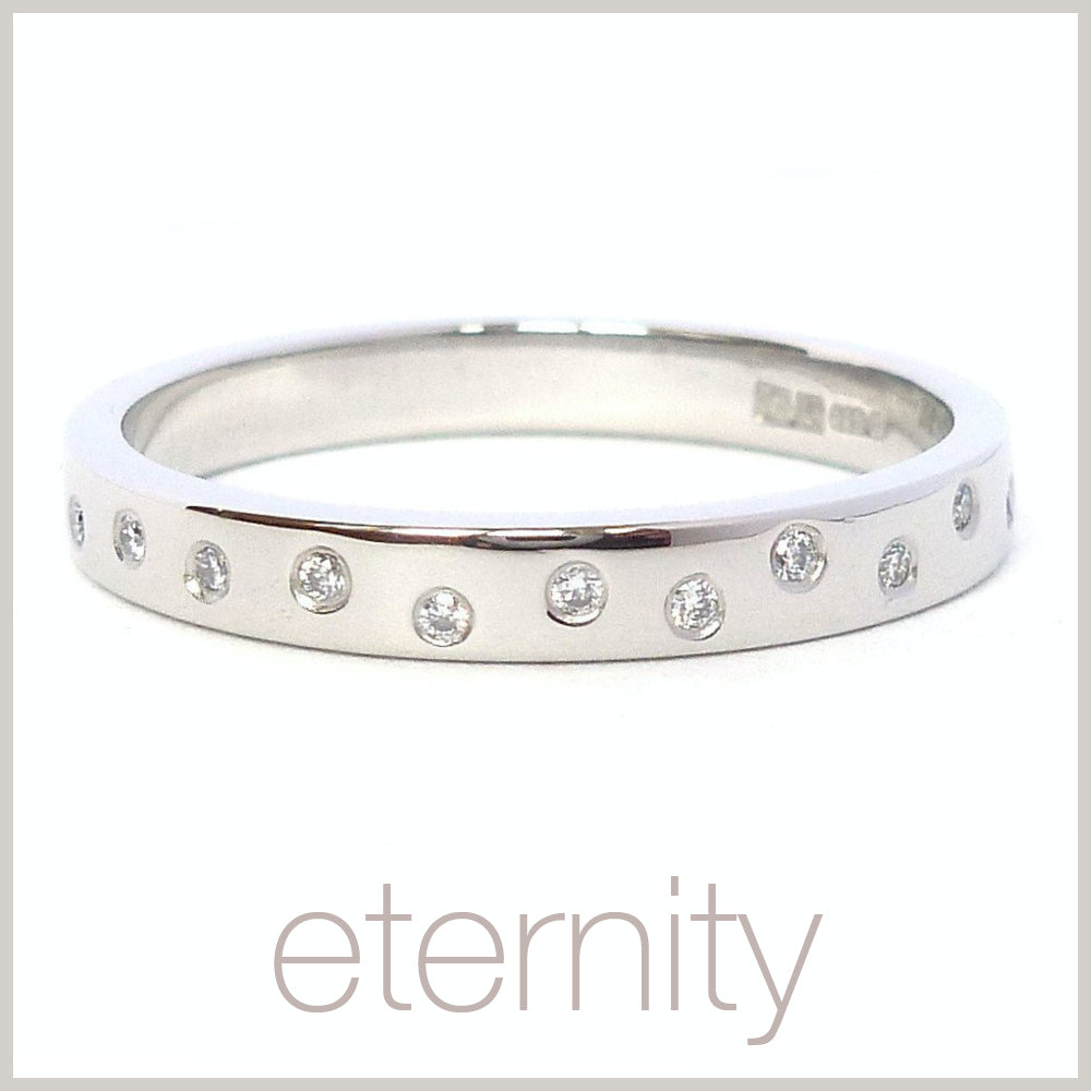 Contemporary jewellery remodelling commissioning eternity rings