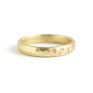 18ct gold diamond eternity ring with a hammered textured Sue Lane contemporary bespoke handmade