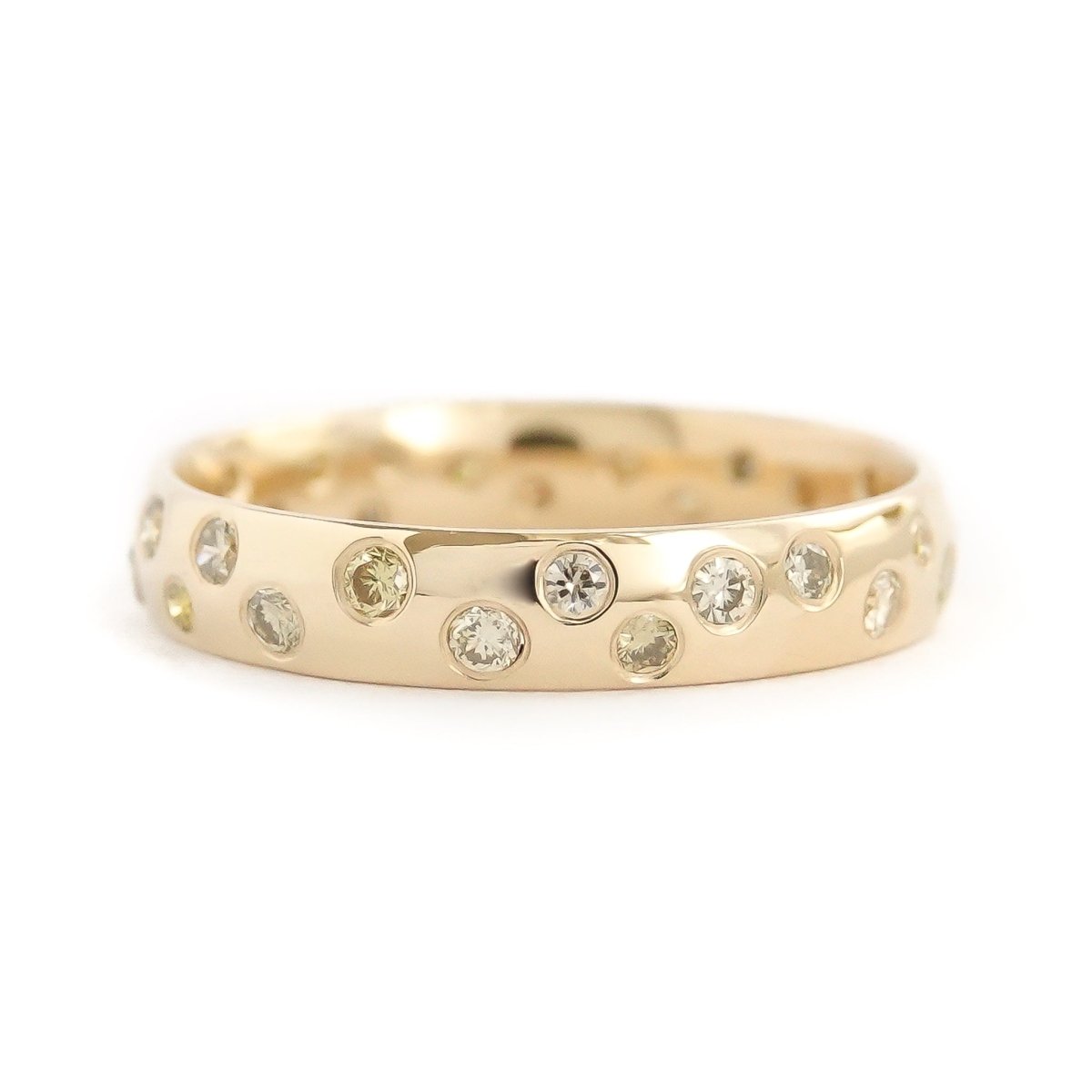 A modern, contemporary gold eternity ring, wedding ring, or engagement ring by Sue Lane