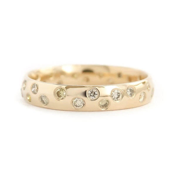 A modern, contemporary gold eternity ring, wedding ring, or engagement ring by Sue Lane