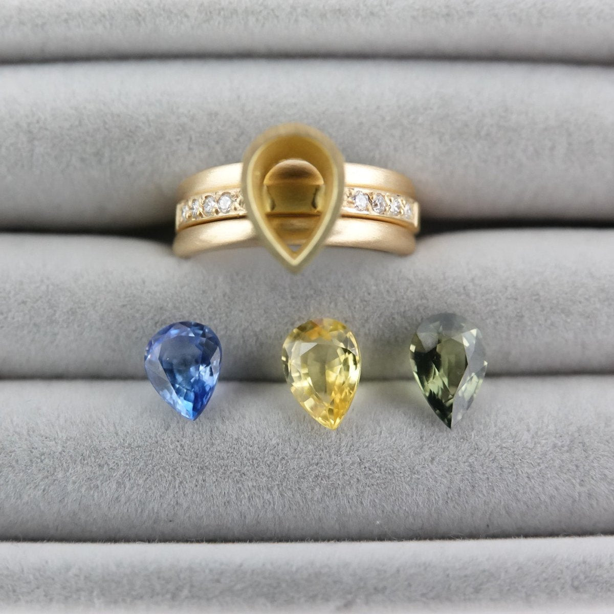 Bespoke 18ct gold ring - made to order with choice of sapphires and bands