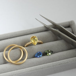 Bespoke 18ct gold ring - made to order with choice of sapphires and bands