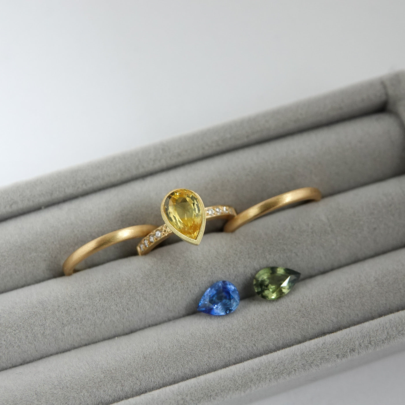 Bespoke 18ct gold ring - made to order with choice of sapphires and bands
