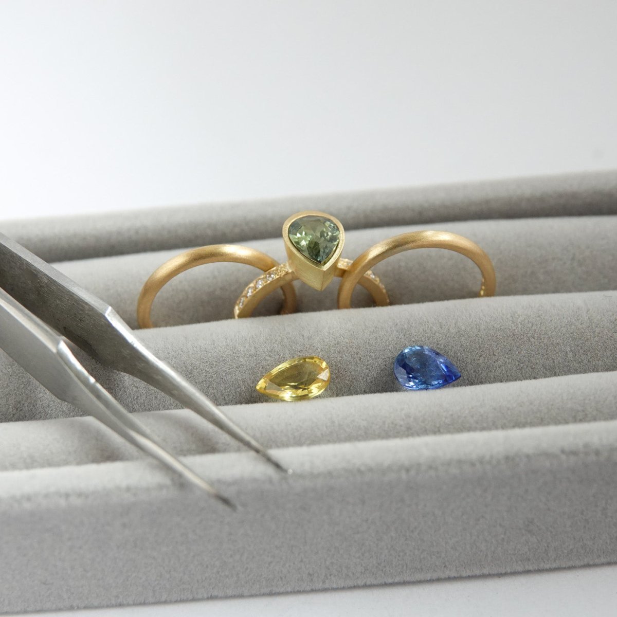Bespoke 18ct gold ring - made to order with choice of sapphires and bands
