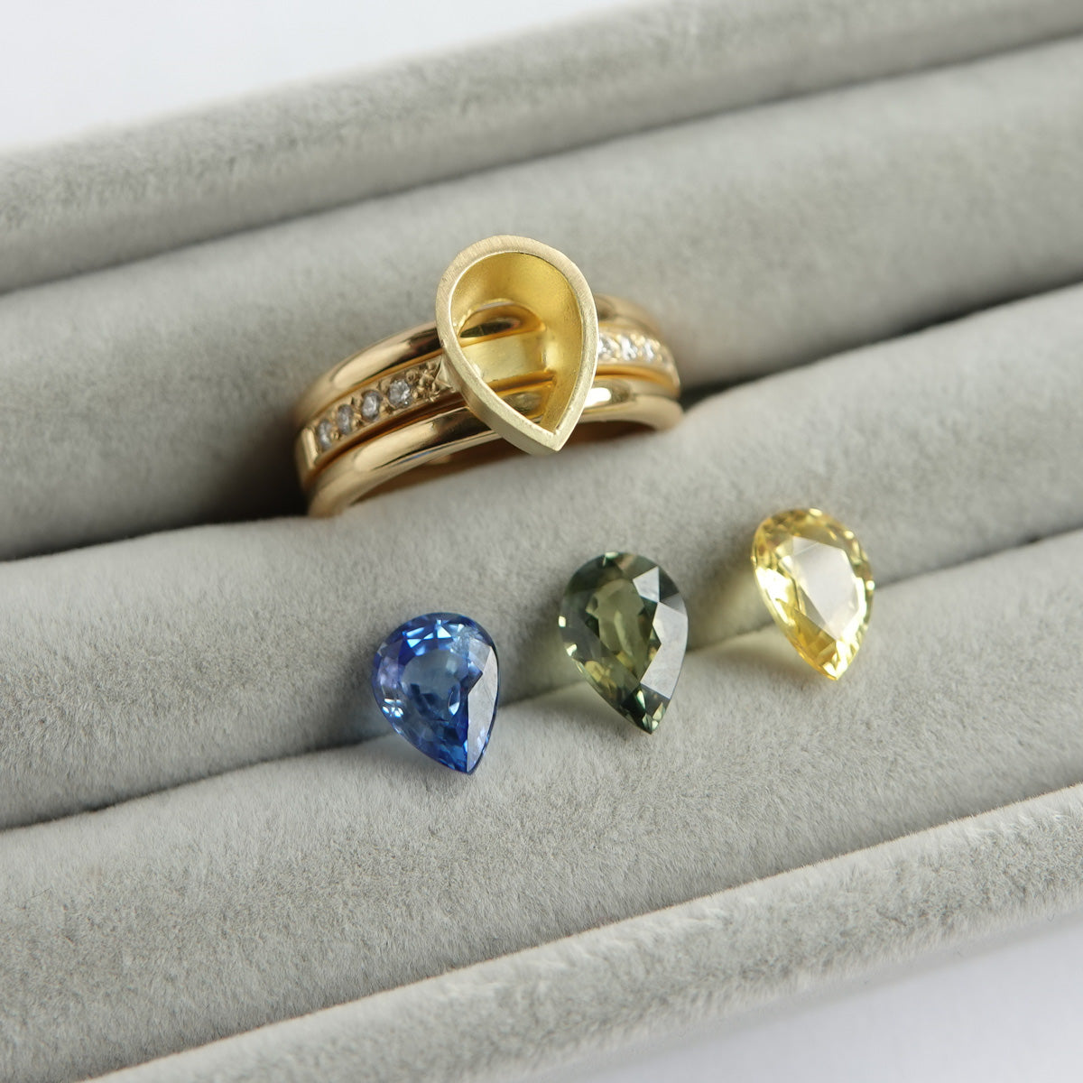 Bespoke 18ct gold ring - made to order with choice of sapphires and bands