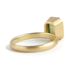 Bespoke contemporary handmade unique and beautiful green sapphire 18ct gold double band ring Sue Lane