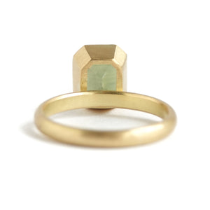 Bespoke contemporary handmade unique and beautiful green sapphire 18ct gold double band ring Sue Lane