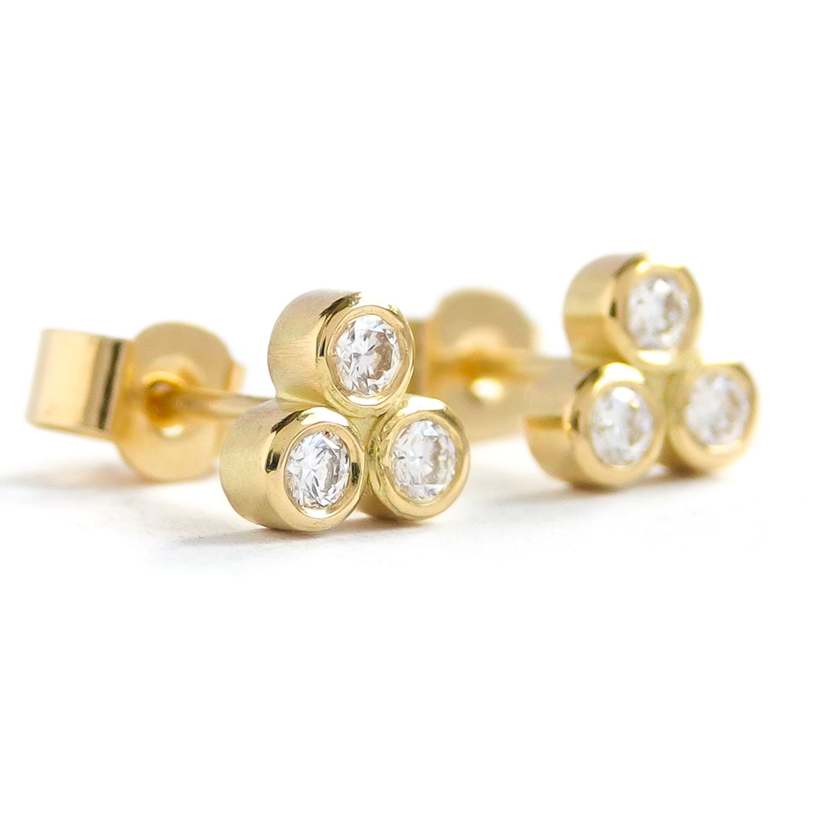 Contemporary 18ct yellow gold diamond earrings - Sue Lane