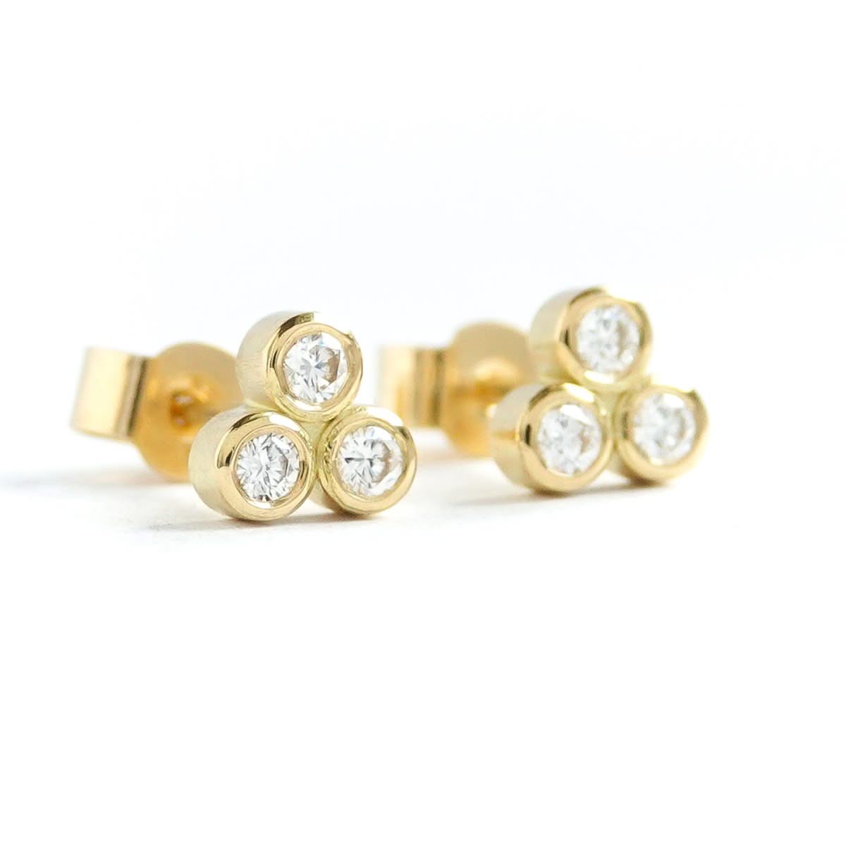 Contemporary 18ct yellow gold diamond earrings - Sue Lane