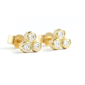 Contemporary 18ct yellow gold diamond earrings - Sue Lane