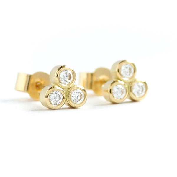 Contemporary 18ct yellow gold diamond earrings - Sue Lane