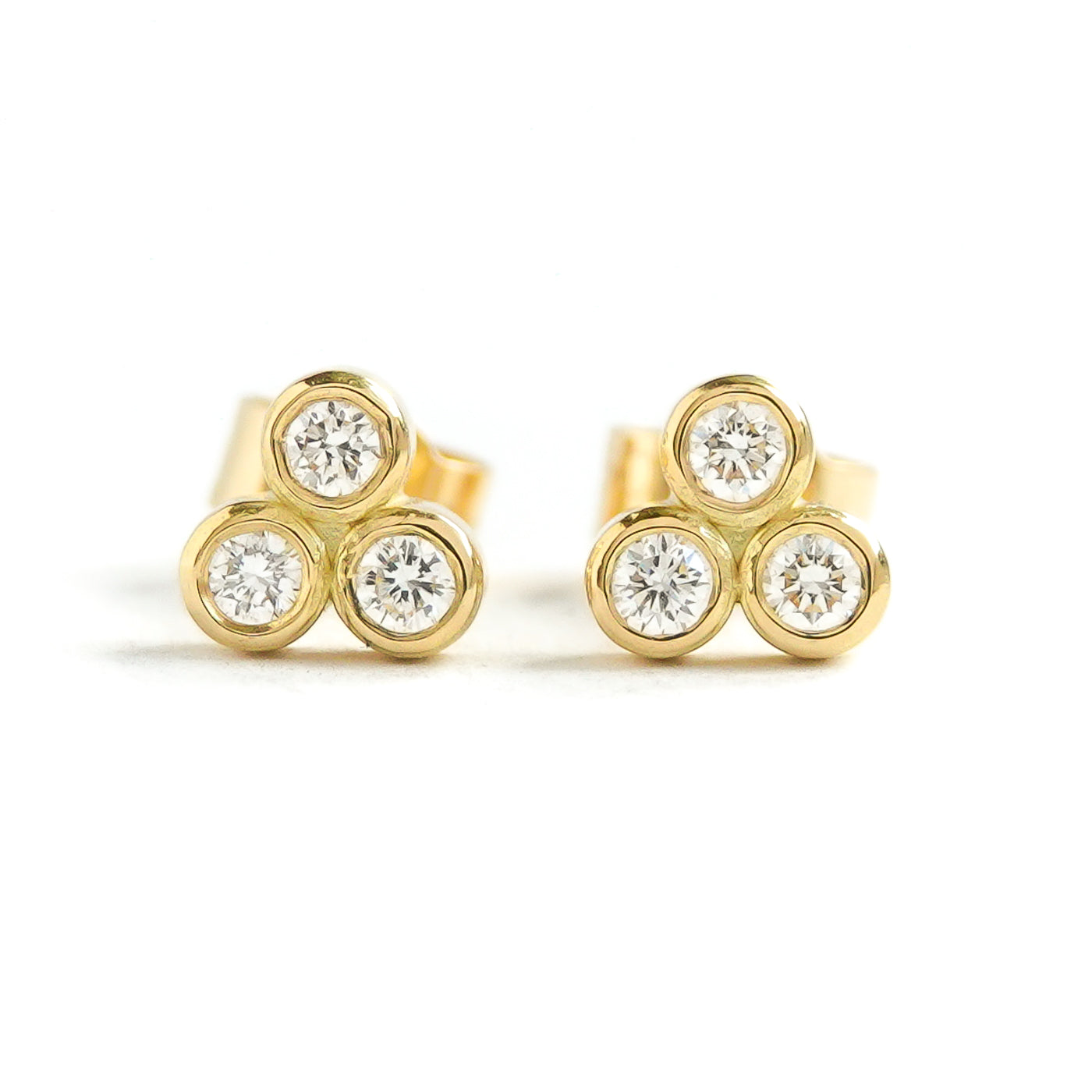 Contemporary 18ct yellow gold diamond earrings - Sue Lane
