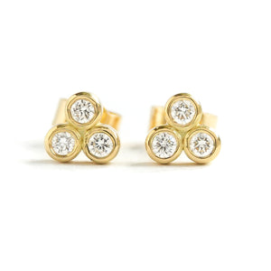 Contemporary 18ct yellow gold diamond earrings - Sue Lane
