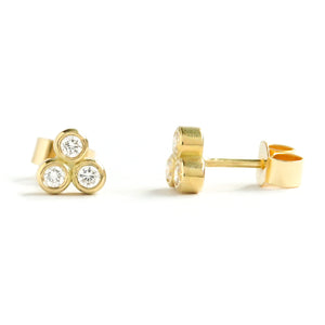 Contemporary 18ct yellow gold diamond earrings - Sue Lane