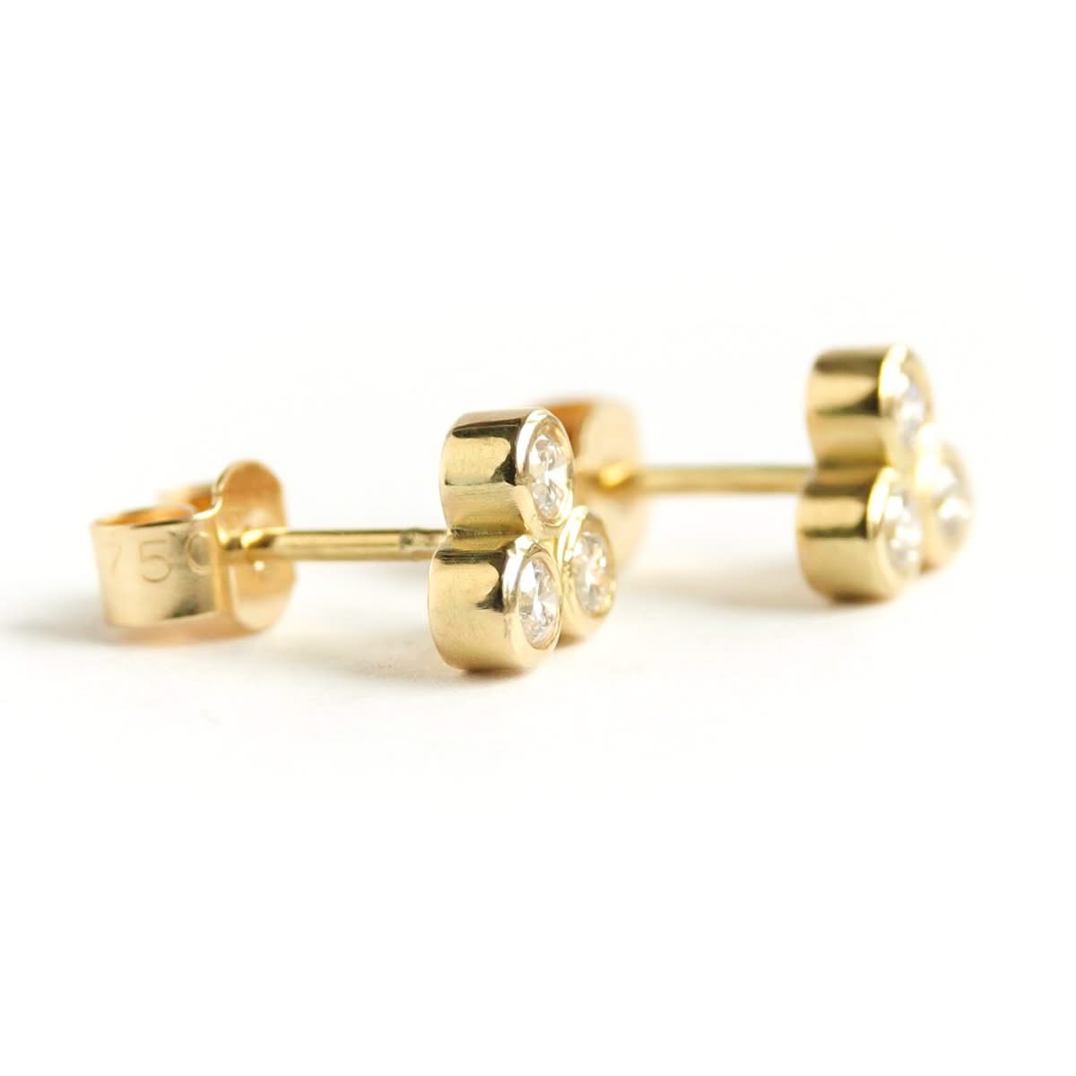 Contemporary 18ct yellow gold diamond earrings - Sue Lane