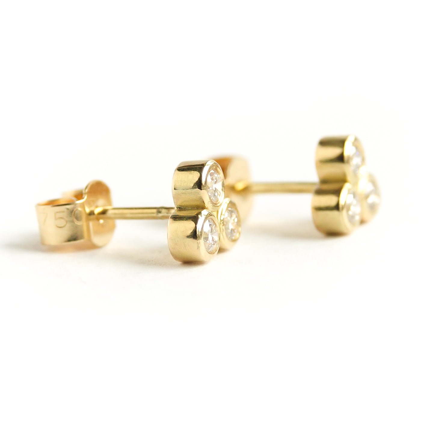 Contemporary 18ct yellow gold diamond earrings - Sue Lane
