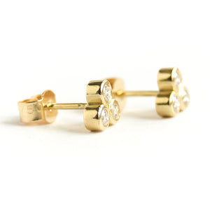 Contemporary 18ct yellow gold diamond earrings - Sue Lane