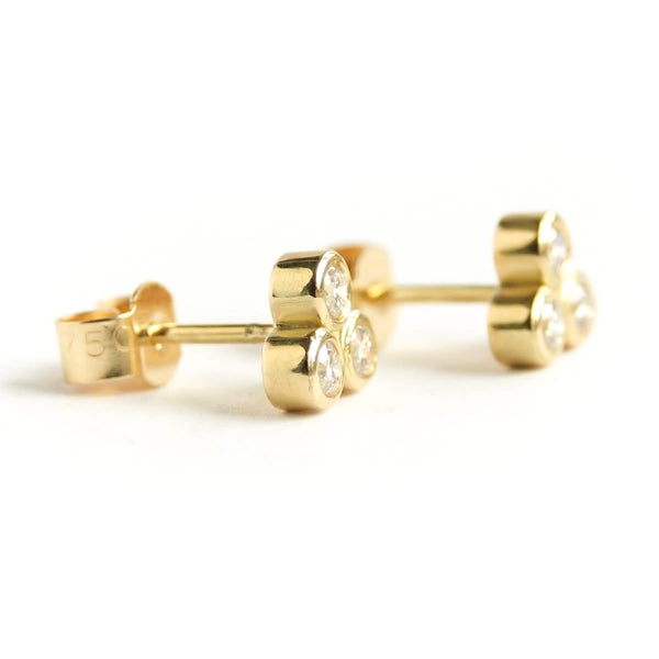 Contemporary 18ct yellow gold diamond earrings - Sue Lane