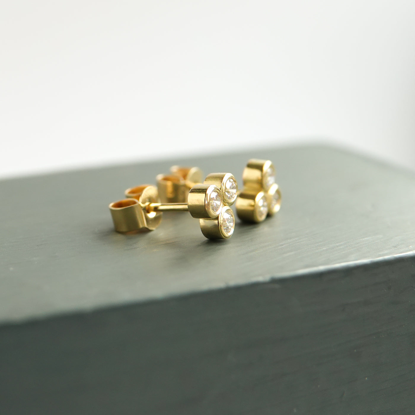 Contemporary 18ct yellow gold diamond earrings - Sue Lane