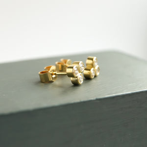 Contemporary 18ct yellow gold diamond earrings - Sue Lane