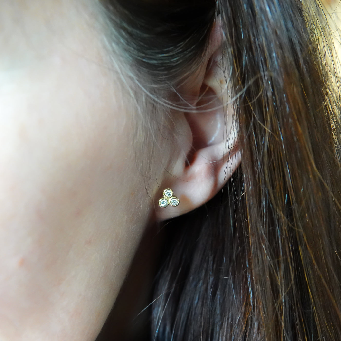 Contemporary 18ct yellow gold diamond earrings - Sue Lane