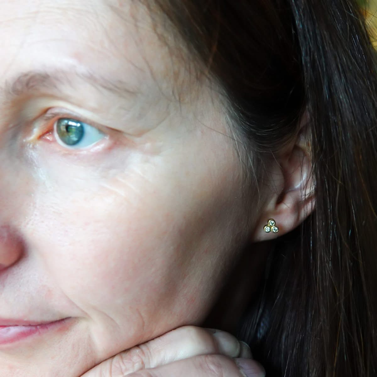 Contemporary 18ct yellow gold diamond earrings - Sue Lane
