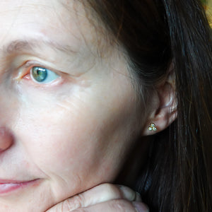 Contemporary 18ct yellow gold diamond earrings - Sue Lane