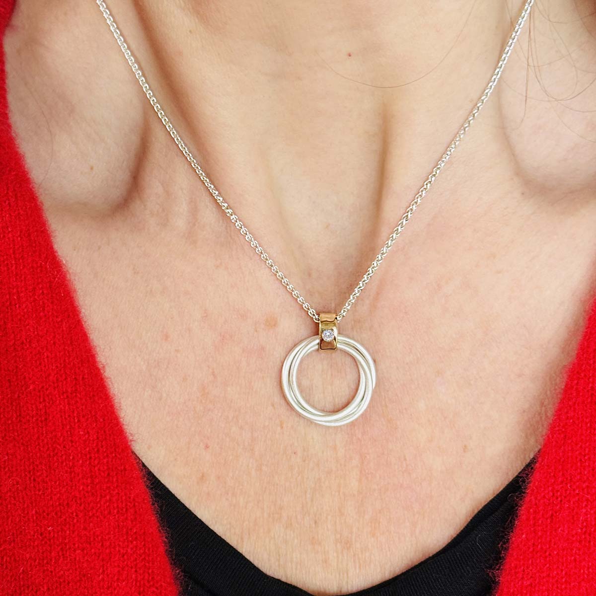 modern silver and gold russian style necklace pendant handmade in UK