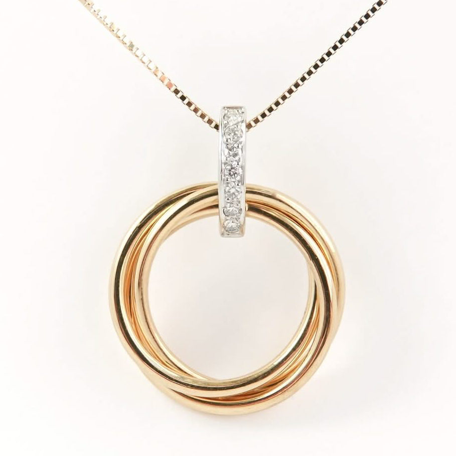 Contemporary Russian style 18ct gold and platinum necklace with diamonds