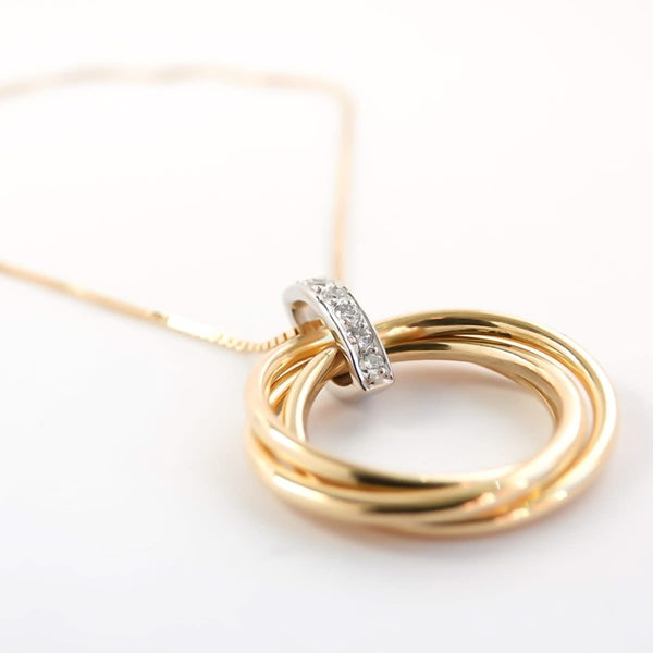Contemporary Russian style 18ct gold and platinum necklace with diamonds