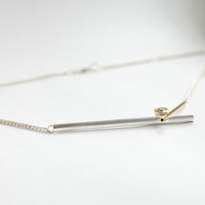 Contemporary diamond necklace - silver and 18ct gold.