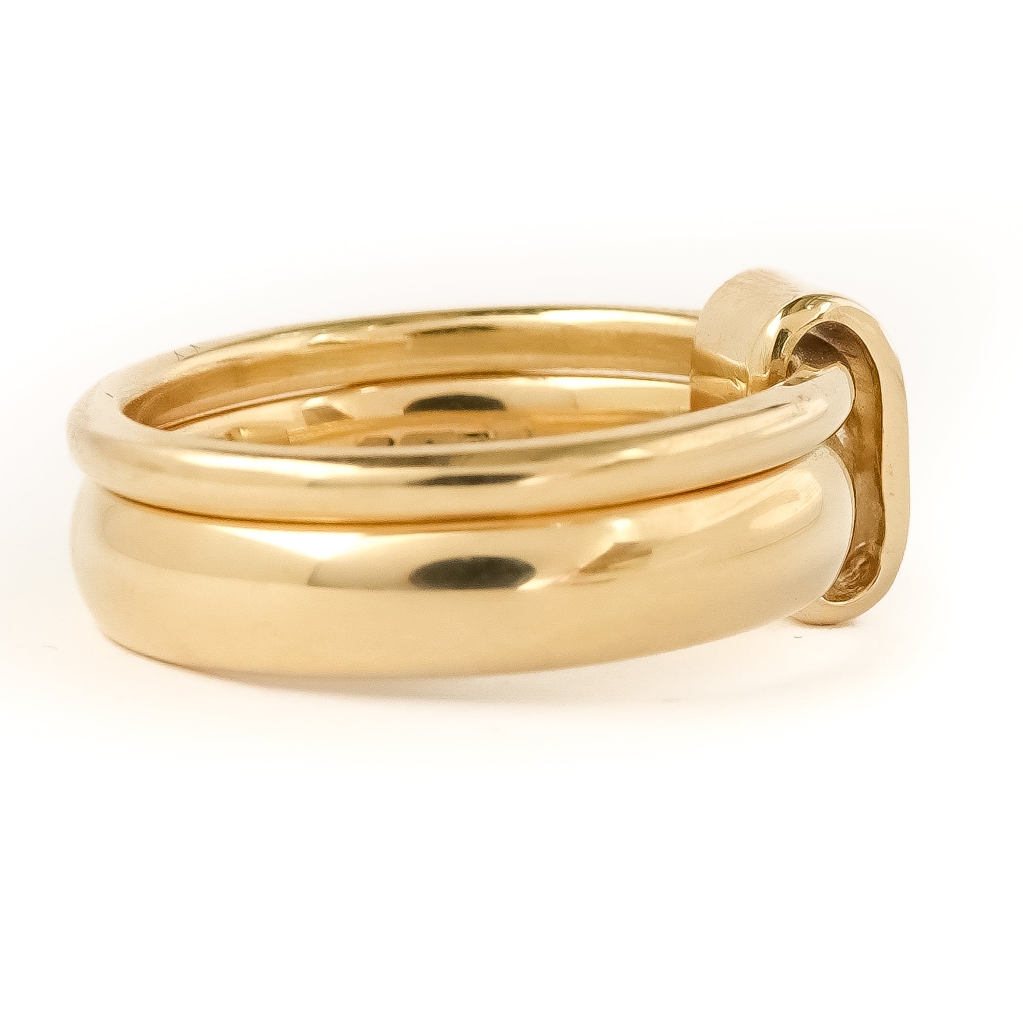 Contemporary double band looped 18ct gold diamond wedding or engagement ring