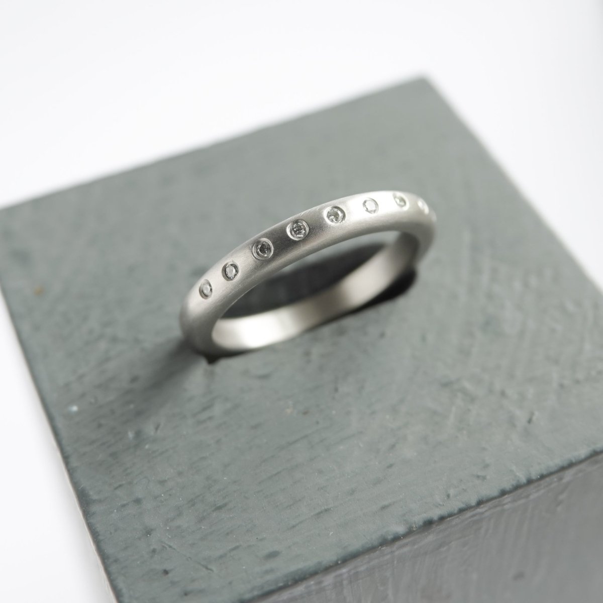 Contemporary platinum and diamond wedding, eternity or stacking ring