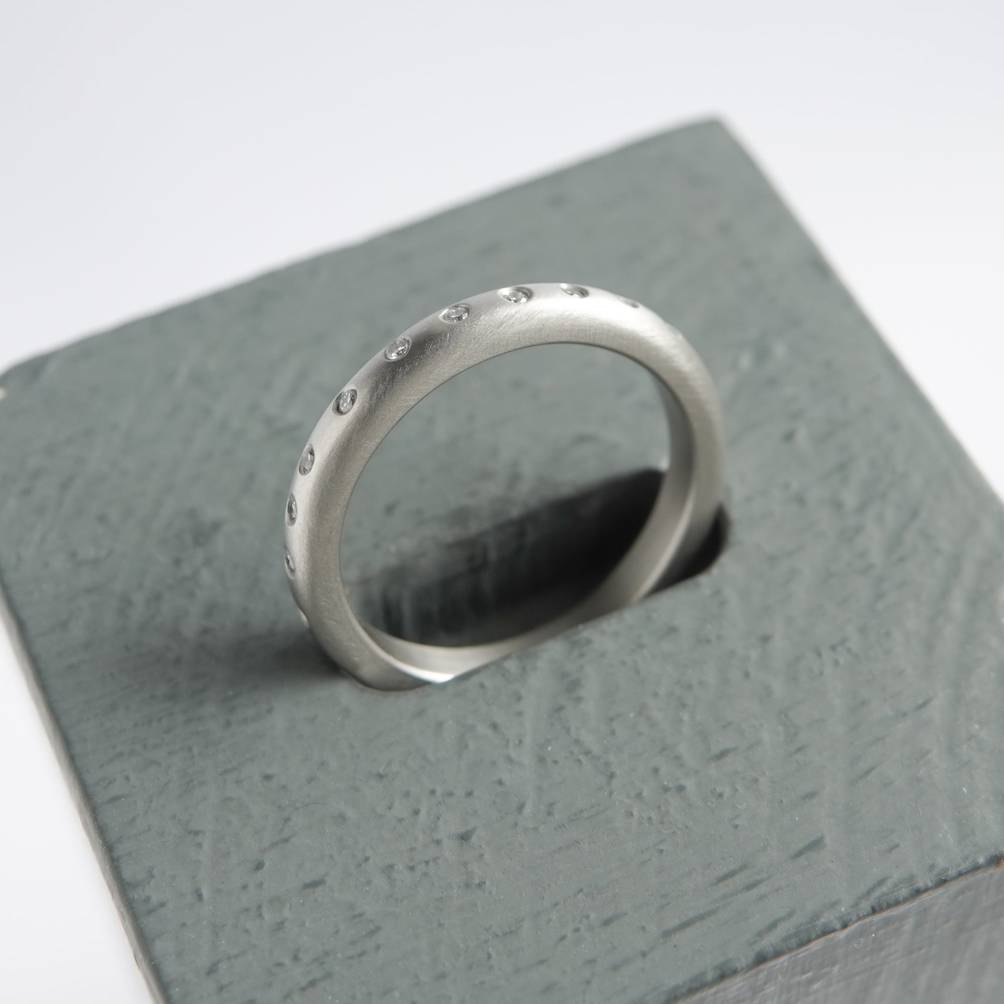 Contemporary platinum and diamond wedding, eternity or stacking ring