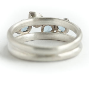 Contemporary silver and 18ct gold two band aquamarine ring by Sue Lane