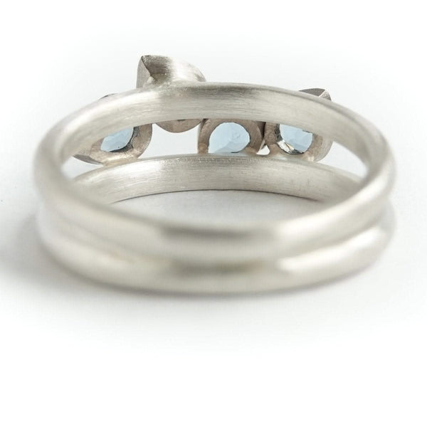 Contemporary silver and 18ct gold two band aquamarine ring by Sue Lane