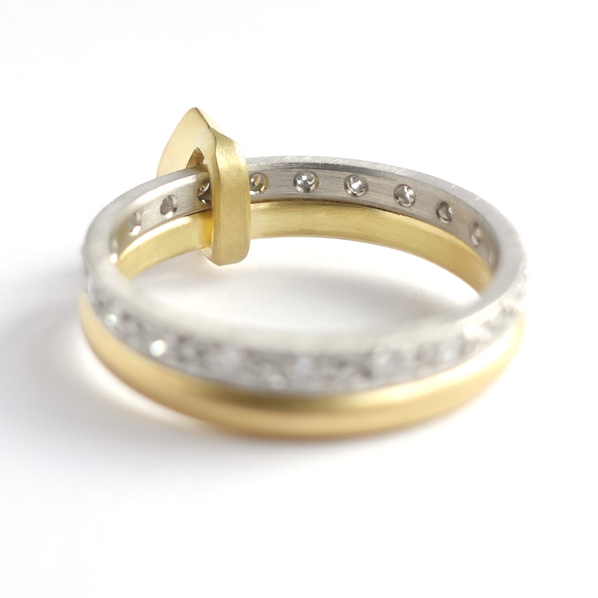 Platinum 18ct gold and marquise diamond ring, with pave set diamonds - contemporary.