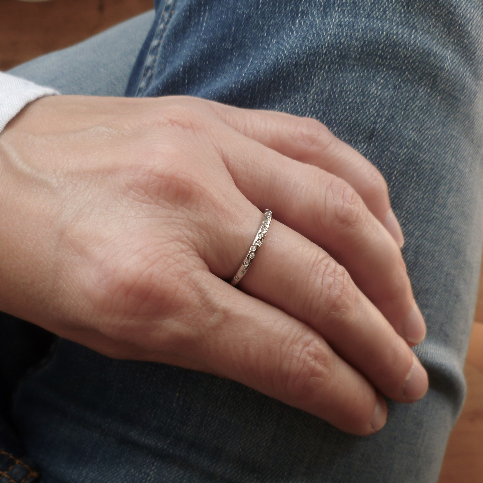 Platinum and diamond engagement, wedding or eternity ring