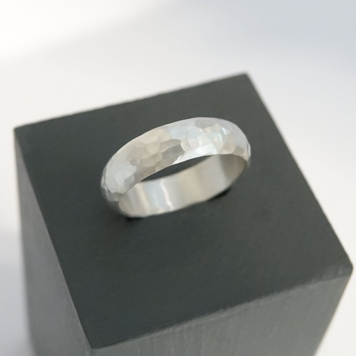 Silver ring with hammered matt finish - Sue Lane