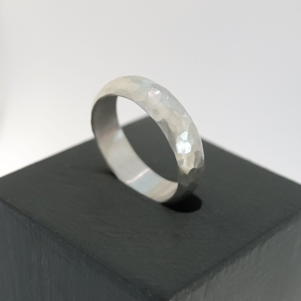 Silver ring with hammered matt finish - Sue Lane