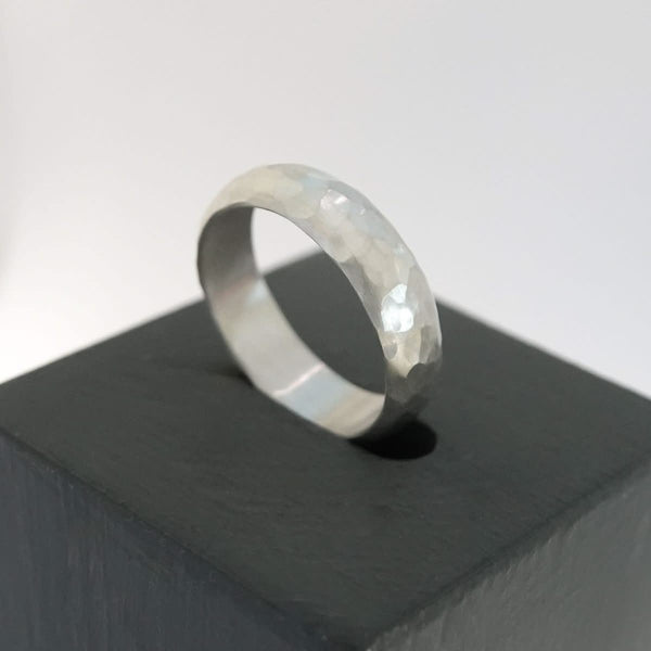 Silver ring with hammered matt finish - Sue Lane