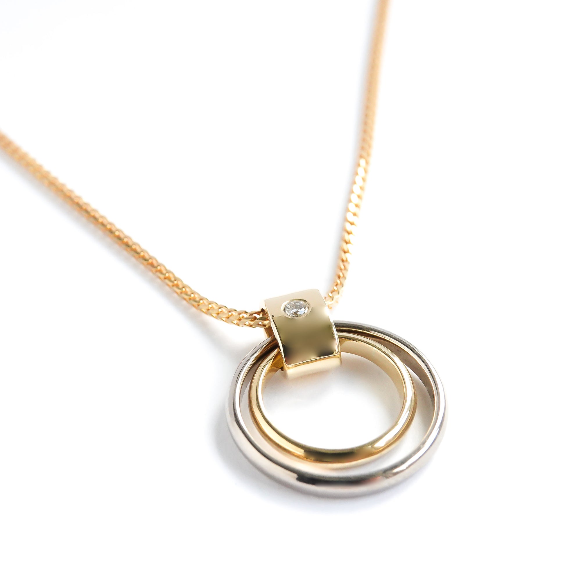 Silver 18ct Gold Diamond Necklace pendant contemporary bespoke handmade Sue Lane